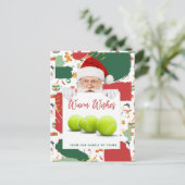 Tennis Kerstmis met kerstman Feestdagenkaart (Staand voorkant)