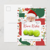Tennis Kerstmis met kerstman Feestdagenkaart (Voorkant / Achterkant)