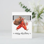 Tennis Kerstmis met kerstman Feestdagenkaart (Staand voorkant)