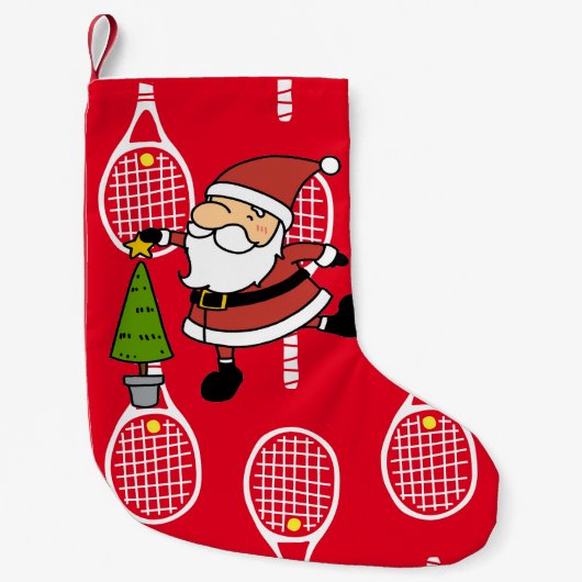 Tennis Kerstmis met kerstman Kleine Kerstsok (Voorkant)