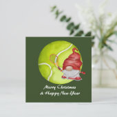 Tennis Kerstmis met kerstman op groen Feestdagenkaart (Staand voorkant)