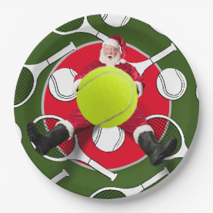 Tennis Kerstmis met Kerstman Papieren Bordje