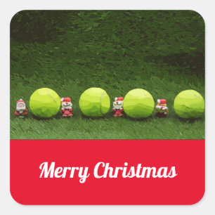 Tennis Kerstmis met kerstman Vierkante Sticker