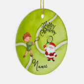 Tennis Kerstmis met kerstman voor jongen Keramisch Ornament (Rechts)