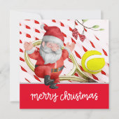 Tennis Kerstmis met kerstman voor PLAYER Feestdagenkaart (Voorkant)