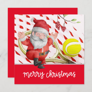 Tennis Kerstmis met kerstman voor PLAYER Feestdagenkaart