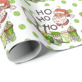 Tennis Kerstmis met kerstman voor speler Cadeaupapier (Rol Hoek)