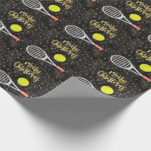 Tennis Kerstmis met racket en bal Cadeaupapier (Hoek)