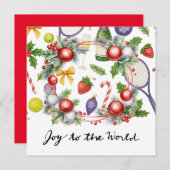 Tennis Kerstmis met Racket en Kerstkrans Feestdagenkaart (Voorkant / Achterkant)