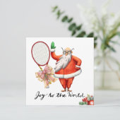 Tennis Kerstmis met Racket en Kerstkrans Feestdagenkaart (Staand voorkant)