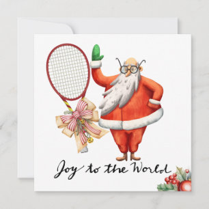 Tennis Kerstmis met Racket en Kerstkrans Feestdagenkaart