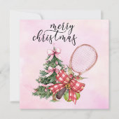 Tennis Kerstmis met Racket en Kerstkrans Feestdagenkaart (Voorkant)
