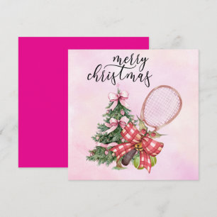 Tennis Kerstmis met Racket en Kerstkrans Feestdagenkaart
