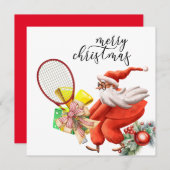 Tennis Kerstmis met Racket en Kerstkrans Feestdagenkaart (Voorkant / Achterkant)