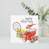 Tennis Kerstmis met Racket en Kerstkrans Feestdagenkaart (Staand voorkant)
