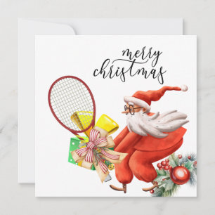 Tennis Kerstmis met Racket en Kerstkrans Feestdagenkaart