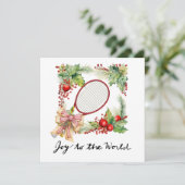 Tennis Kerstmis met Racket en Kerstkrans Feestdagenkaart (Staand voorkant)
