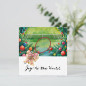 Tennis Kerstmis met Racket en Kerstkrans Feestdagenkaart (Staand voorkant)