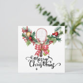 Tennis Kerstmis met Racket en Kerstkrans Feestdagenkaart (Staand voorkant)