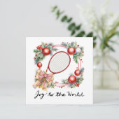 Tennis Kerstmis met Racket en Kerstkrans Feestdagenkaart (Staand voorkant)