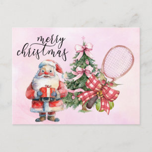 Tennis Kerstmis met Racket en Kerstkrans Feestdagenkaart