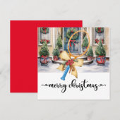 Tennis Kerstmis met Racket en Kerstmis thema Feestdagenkaart (Voorkant / Achterkant)