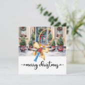 Tennis Kerstmis met Racket en Kerstmis thema Feestdagenkaart (Staand voorkant)