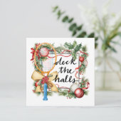 Tennis Kerstmis met Racket Feestdagenkaart (Staand voorkant)