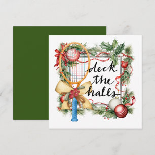 Tennis Kerstmis met Racket Feestdagenkaart