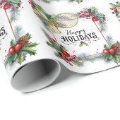 Tennis Kerstmis met Racket waterverf Cadeaupapier (Rol Hoek)