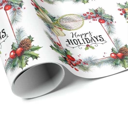 Tennis Kerstmis met Racket waterverf Cadeaupapier (Rol Hoek)