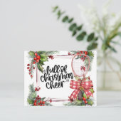 Tennis Kerstmis met Racket waterverf Feestdagenkaart (Staand voorkant)