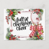 Tennis Kerstmis met Racket waterverf Feestdagenkaart (Voorkant)
