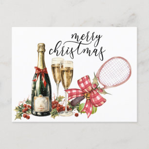 Tennis Kerstmis met Racket waterverf Feestdagenkaart
