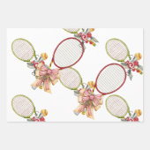 Tennis Kerstmis met Racket waterverf Inpakpapier Vel (Voorkant 3)