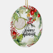 Tennis Kerstmis met Racket waterverf Keramisch Ornament (Rechts)