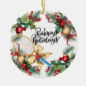 Tennis Kerstmis met Racket waterverf Keramisch Ornament (Voorkant)