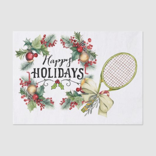Tennis Kerstmis met Racket waterverf Tissuepapier (Voorkant)