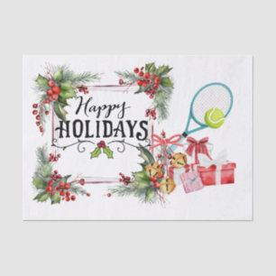 Tennis Kerstmis met Racket waterverf Tissuepapier