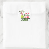 Tennis Kerstmis met Santa Claus Life is beter Vierkante Sticker (Tas)