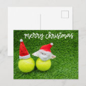 Tennis Kerstmis met Santa hat op tennisbal Briefkaart (Voorkant / Achterkant)