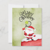 Tennis Kerstmis met Sinterklaas  aquarel Feestdagenkaart (Voorkant)