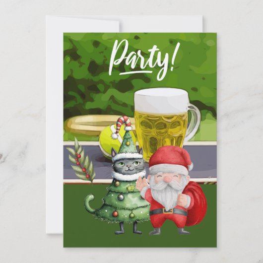 Tennis Kerstmis met Sinterklaas bal en bier Kaart (Voorkant)