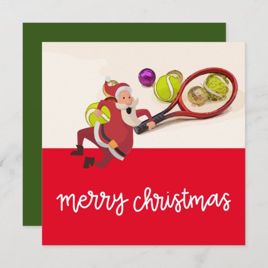 Tennis Kerstmis met Sinterklaas Bal Racket Rood Feestdagenkaart (Voorkant / Achterkant)
