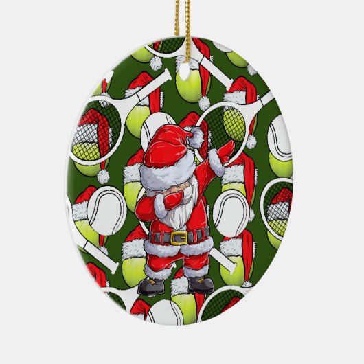 Tennis Kerstmis met Sinterklaas en racket Keramisch Ornament (Rechts)