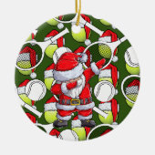Tennis Kerstmis met Sinterklaas en racket Keramisch Ornament (Voorkant)