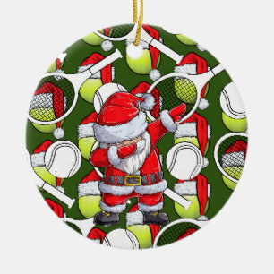 Tennis Kerstmis met Sinterklaas en racket Keramisch Ornament