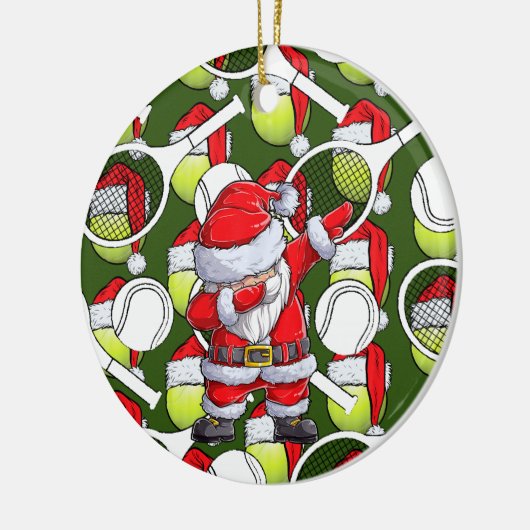 Tennis Kerstmis met Sinterklaas en racket Keramisch Ornament (Links)