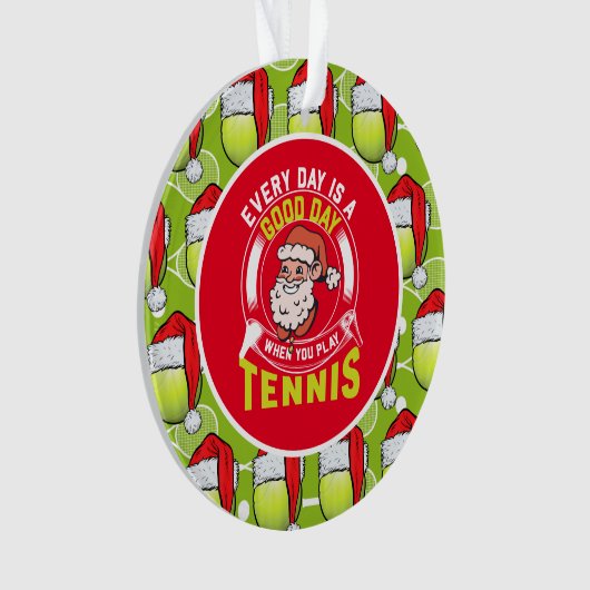 Tennis Kerstmis met Sinterklaas en racket Ornament (voorkant)
