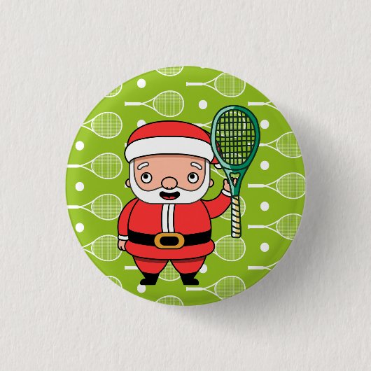 Tennis Kerstmis met Sinterklaas op Ballen Party Ronde Button 3,2 Cm (Voorkant)